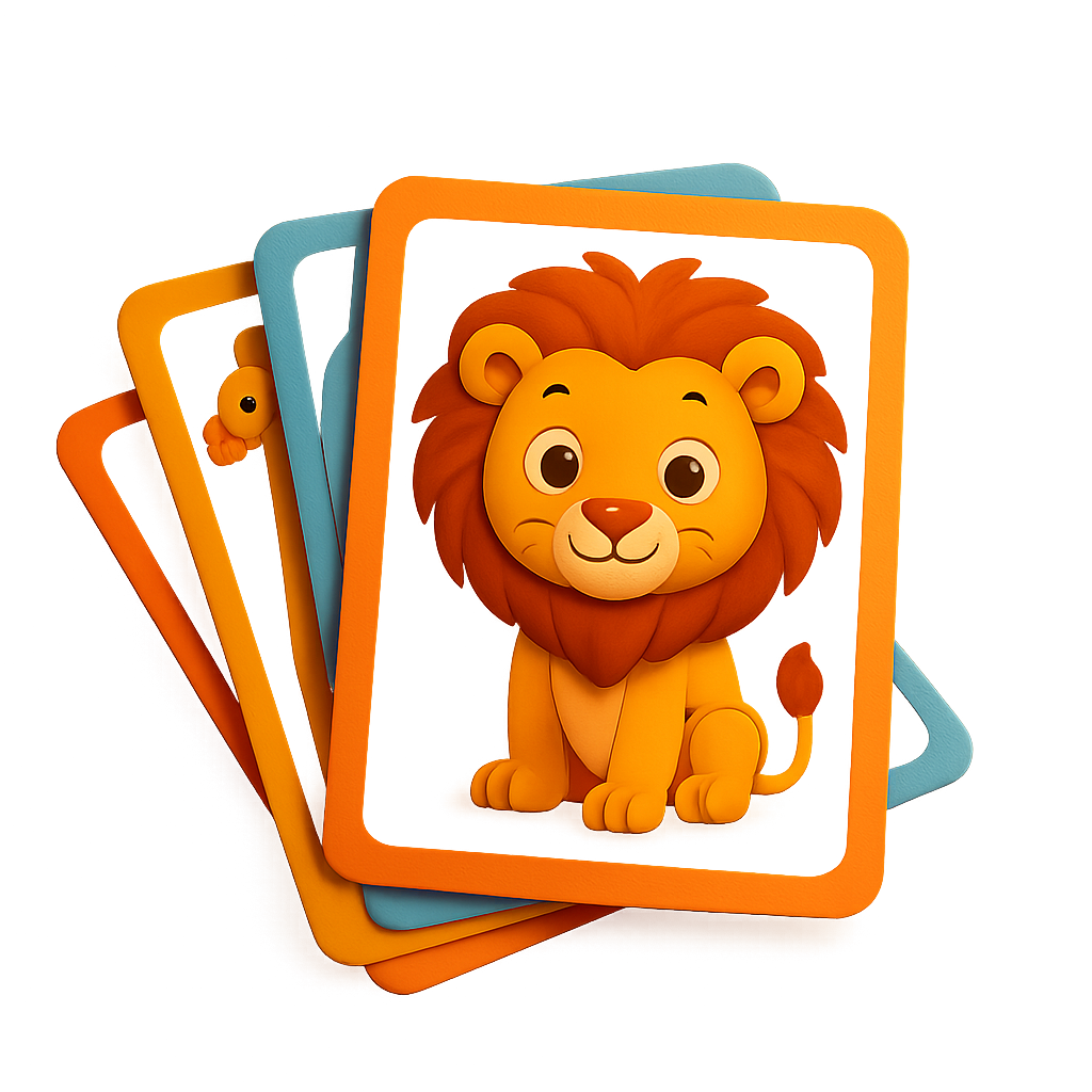animal cards on a table